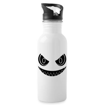 Böses Lächeln Halloween - Trinkflasche mit integriertem Trinkhalm - Weiß - Rechts
