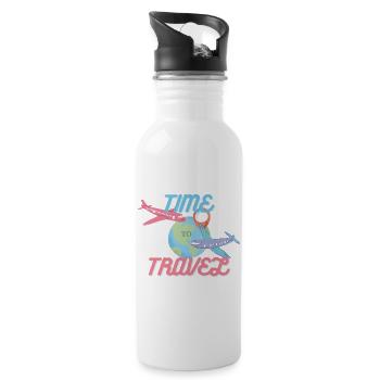 Time to Travel - Trinkflasche mit integriertem Trinkhalm - Weiß - Rechts
