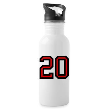 20. 20th ANNIVERSARY. 20 YEARS ANNIVERSARY. 20 YEARS. - Water bottle with straw - white - Right