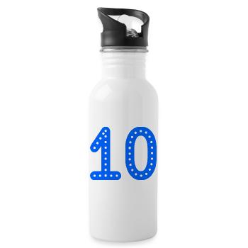 10. 10 YEARS. 10th ANNIVERSARY. 10 YEAR ANNIVERSARY. - Water bottle with straw - white - Right