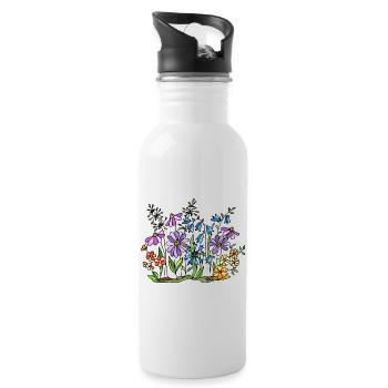 Fleur - Gourde avec paille intégrée - blanc - Droite