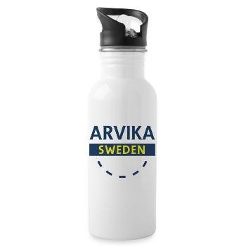 Arvika Schweden Logo - Trinkflasche mit integriertem Trinkhalm - Weiß - Rechts