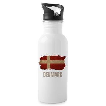 Vintage Danemark, drapeau du Danemark - Gourde avec paille intégrée - blanc - Droite