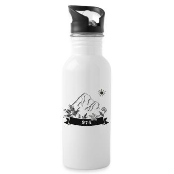 Berge 974 Natur Banner - Trinkflasche mit integriertem Trinkhalm - Weiß - Rechts