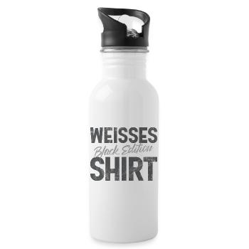 White Shirt Black Edition Funny Saying - Water bottle with straw - white - Right