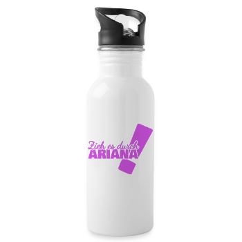 Gift for Ariana - Water bottle with straw - white - Right