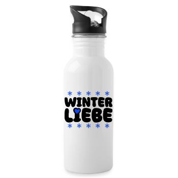 Cœur d’amour d’hiver - Gourde avec paille intégrée - blanc - Droite