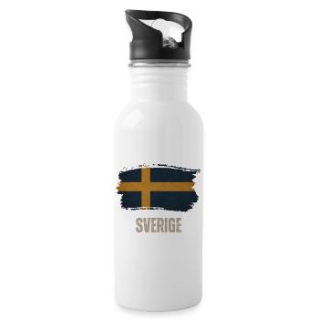 Grunge-Flagge Schwedens, stolzer Schwede - Trinkflasche mit integriertem Trinkhalm - Weiß - Rechts