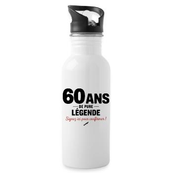 60 Ans de Pure Légende cadeau drôle anniversaire - Gourde avec paille intégrée - blanc - Droite