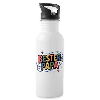 Best Dad – Colorful Letters - Water bottle with straw - white - Right