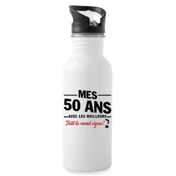 50th Anniversary 1975 Funny Gift - Water bottle with straw - white - Right