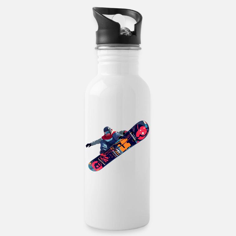 snowboard - Water bottle with straw - white