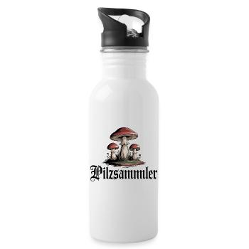 Mystische Pilzlandschaft Wald Motiv - Trinkflasche mit integriertem Trinkhalm - Weiß - Rechts