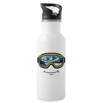 Ski Skiing Ski Holiday Ski Goggles with Grin - Water bottle with straw - white - Right