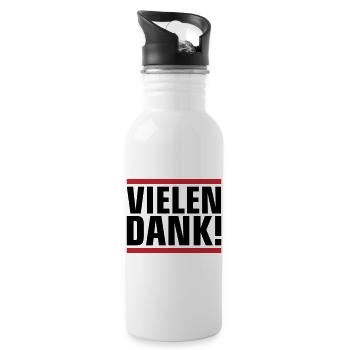 Vielen Dank Dankeschön - Trinkflasche mit integriertem Trinkhalm - Weiß - Rechts
