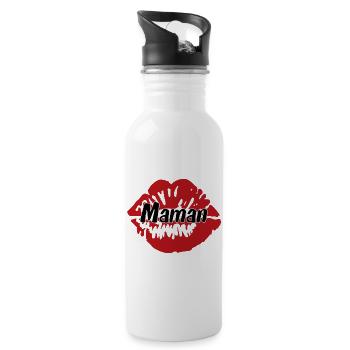 Mama Ich liebe dich – Muttertag - Trinkflasche mit integriertem Trinkhalm - Weiß - Rechts