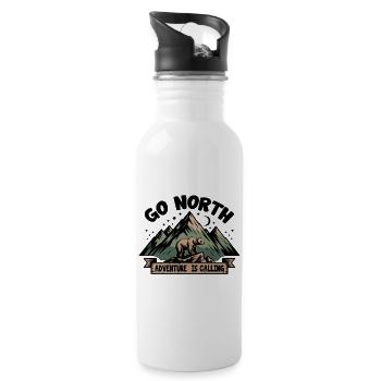 Norden – Abenteuer Bär & Berge Outdoor Design - Gourde avec paille intégrée - blanc - Droite