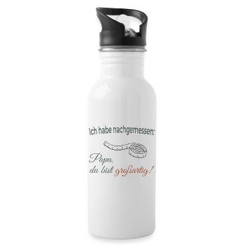 J’ai mesuré – Papa, tu es génial ! - Gourde avec paille intégrée - blanc - Droite