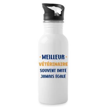 Meilleur vétérinaire jamais égalé - Gourde avec paille intégrée - blanc - Droite