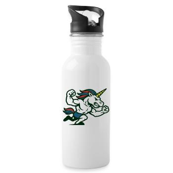 Power Unicorn Running Strong Fantasy Illustration - Water bottle with straw - white - Right