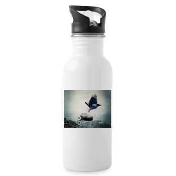 Krähenflug - Trinkflasche mit integriertem Trinkhalm - Weiß - Rechts