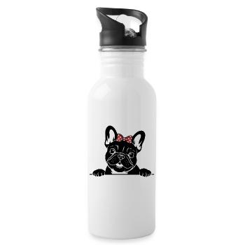 French Bulldog - Water bottle with straw - white - Right