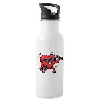 Fun workout in the gym: heart lift to V - Water bottle with straw - white - Right