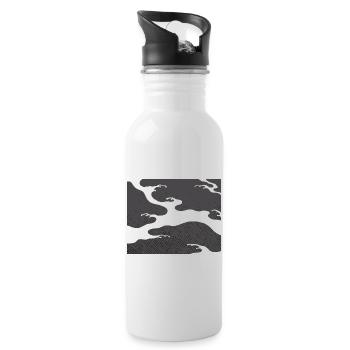 Gray Seigaiha – Japanese Wave Pattern  - Water bottle with straw - white - Right