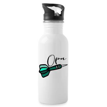 Dartsportler Dart Opa - Trinkflasche mit integriertem Trinkhalm - Weiß - Rechts