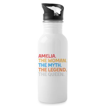 Amelia The Woman The Myth The Legend The Queen - Water bottle with straw - white - Right