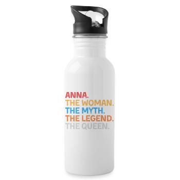 Anna Die Frau Der Mythos Die Legende Die Königin - Trinkflasche mit integriertem Trinkhalm - Weiß - Rechts