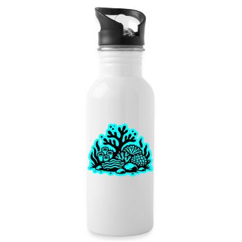 Coral Reef Ocean Coral Icon - Water bottle with straw - white - Right