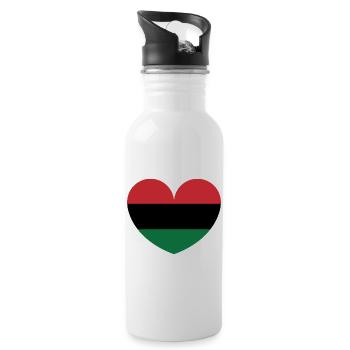 Afrikanisches Herz - Trinkflasche mit integriertem Trinkhalm - Weiß - Rechts