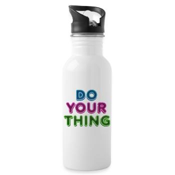 Do Your Thing Neon Schriftzug - Trinkflasche mit integriertem Trinkhalm - Weiß - Rechts