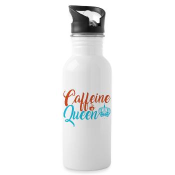 Die koffeinhaltige Kaffeekönigin - Trinkflasche mit integriertem Trinkhalm - Weiß - Rechts