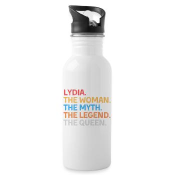 Lydia Die Frau Der Mythos Die Legende Die Königin - Trinkflasche mit integriertem Trinkhalm - Weiß - Rechts
