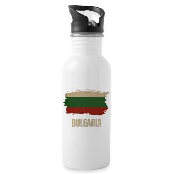 Bulgarische Grunge-Flagge, ich liebe Bulgarien - Trinkflasche mit integriertem Trinkhalm - Weiß - Rechts