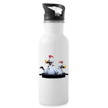Seagull duo on jetty - Water bottle with straw - white - Right