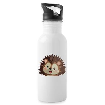 Cuddly hedgehog graphic - Water bottle with straw - white - Right