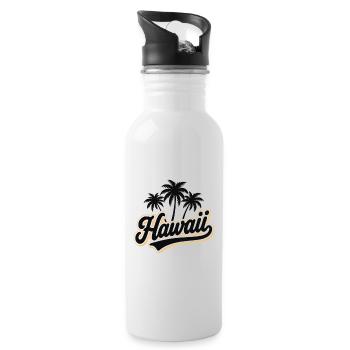 Hawaii Sommer Vibes mit Palmen und Meer - Trinkflasche mit integriertem Trinkhalm - Weiß - Rechts