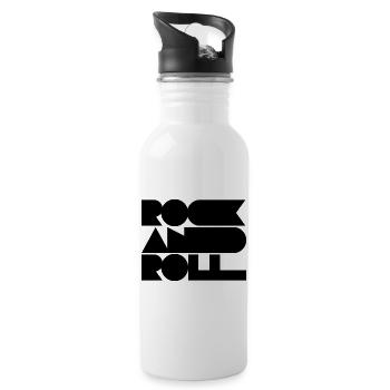 Rock'n'Roll-Logo-Design - Trinkflasche mit integriertem Trinkhalm - Weiß - Rechts
