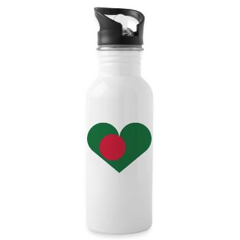 Bangladeshi flag in the shape of a heart - Water bottle with straw - white - Right