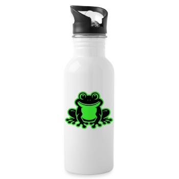 Kröte Comic Frosch - Trinkflasche mit integriertem Trinkhalm - Weiß - Rechts