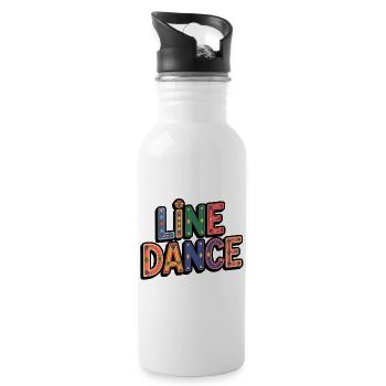 Line Dance Schriftzug für Tänzer & Country Fan - Trinkflasche mit integriertem Trinkhalm - Weiß - Rechts