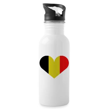 Belgian heart-shaped flag - Water bottle with straw - white - Right