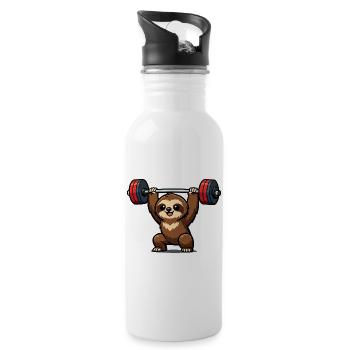 Powerful sloth lift - Water bottle with straw - white - Right