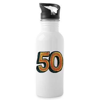 50 Number Colorful - Water bottle with straw - white - Right