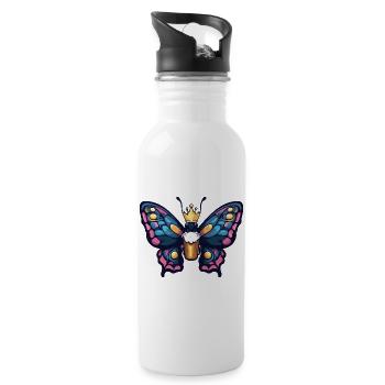 Butterfly Beer King - Water bottle with straw - white - Right