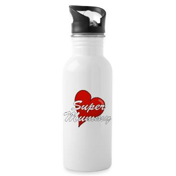 SUPER MUMMY - Water bottle with straw - white - Right
