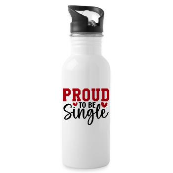 Proud To Be Single - Trinkflasche mit integriertem Trinkhalm - Weiß - Rechts